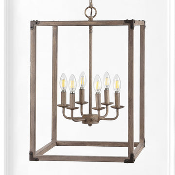 Magnolia Adjustable Iron Rustic Farmhouse LED Pendant - JONATHAN Y
